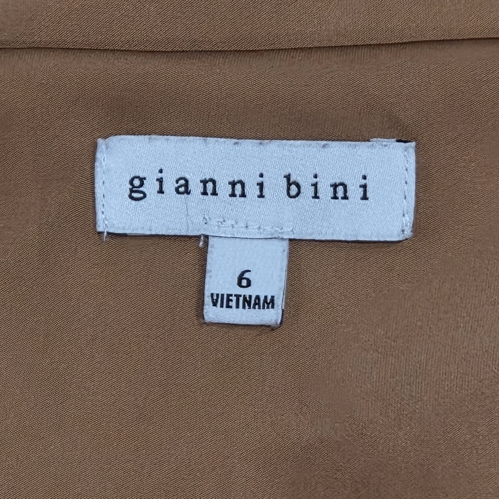 Satin Slip Dress Midi Dress Gold Brown Dress Size 6 - Picture 8 of 9